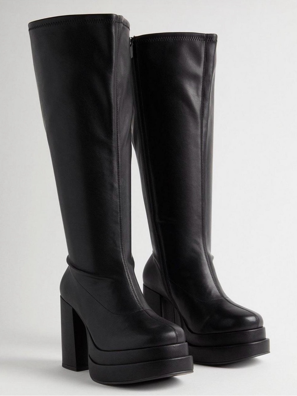 Torrid Black Platform Knee High Block Heel Boots